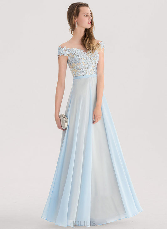 With Sequins Off-the-Shoulder Jamiya Floor-Length Prom Dresses A-Line Beading Chiffon