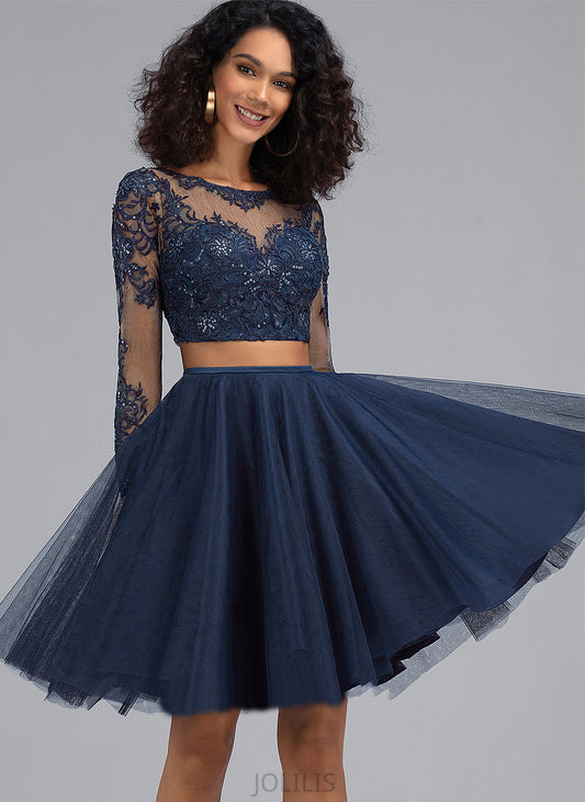 Scoop Tulle Homecoming With Neck Thirza Lace Dress Homecoming Dresses Short/Mini A-Line