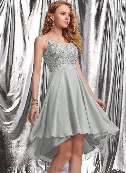 Homecoming Dresses With Homecoming Chiffon Beading V-neck Dress Asymmetrical A-Line Marcia