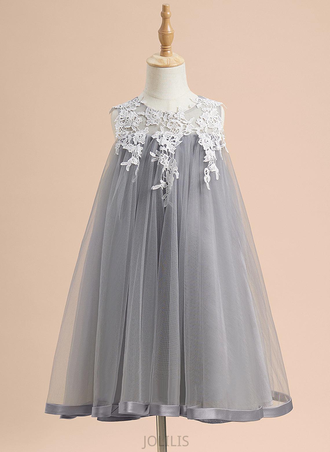 Neck Dress A-Line Scoop Sleeveless Lace With Girl Aisha Flower Girl Dresses - Tulle Knee-length Flower