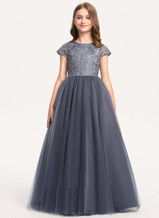 Flower Scoop Short Floor-length Neck Tulle Dress Girl - Aniyah Flower Girl Dresses Sleeves Ball-Gown/Princess