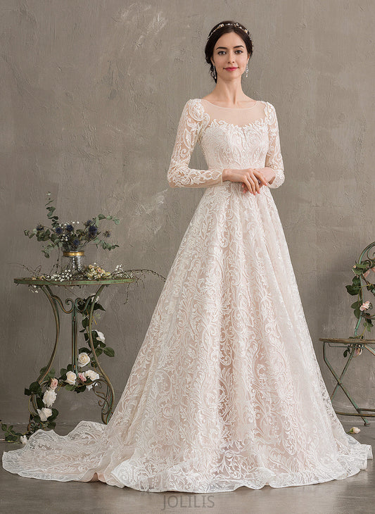 Yaretzi Ball-Gown/Princess Lace Illusion Wedding Court Train Dress Wedding Dresses