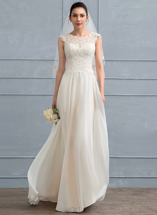 A-Line Wedding Sequins Wedding Dresses Beading Regan Chiffon With Dress Floor-Length