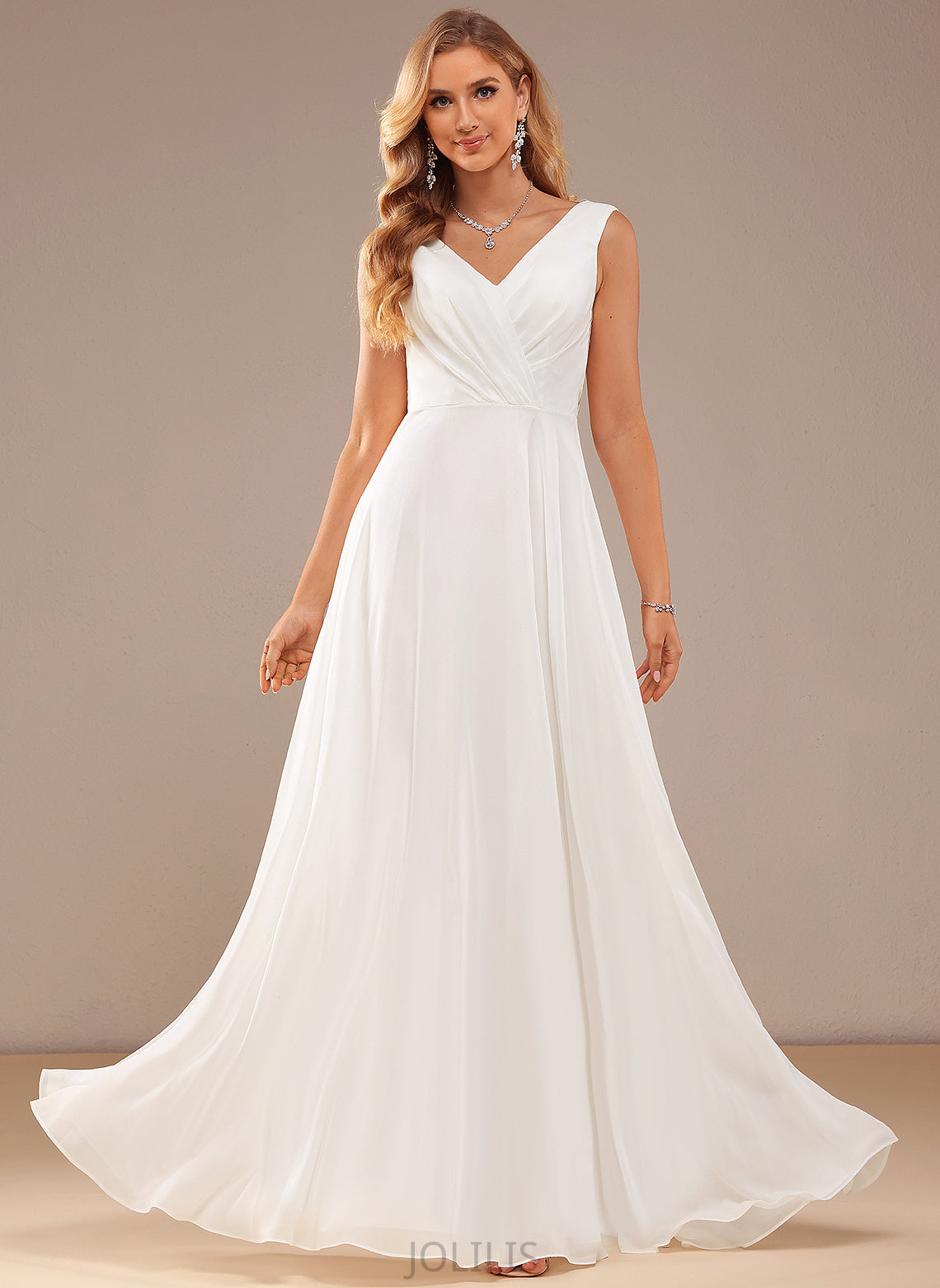 Floor-Length Chiffon Patricia Wedding Dresses Wedding Lace A-Line Dress V-neck