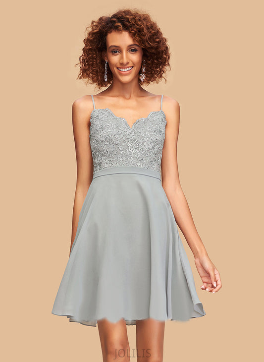 Homecoming Angeline Short/Mini With V-neck Beading Homecoming Dresses Dress Lace Chiffon A-Line