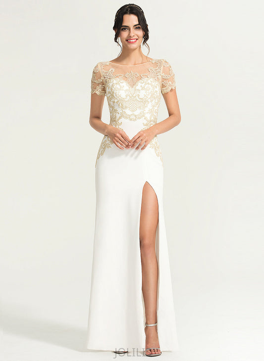 Sheath/Column With Floor-Length Front Neck Split Kenna Dress Crepe Wedding Wedding Dresses Stretch Scoop