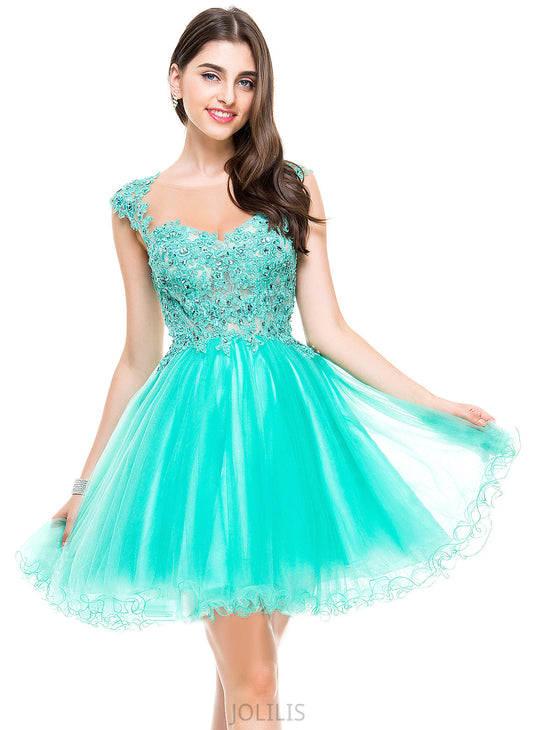 Dress Homecoming Sweetheart A-Line Appliques Homecoming Dresses Sequins Beading Short/Mini Lace Tulle Karen With