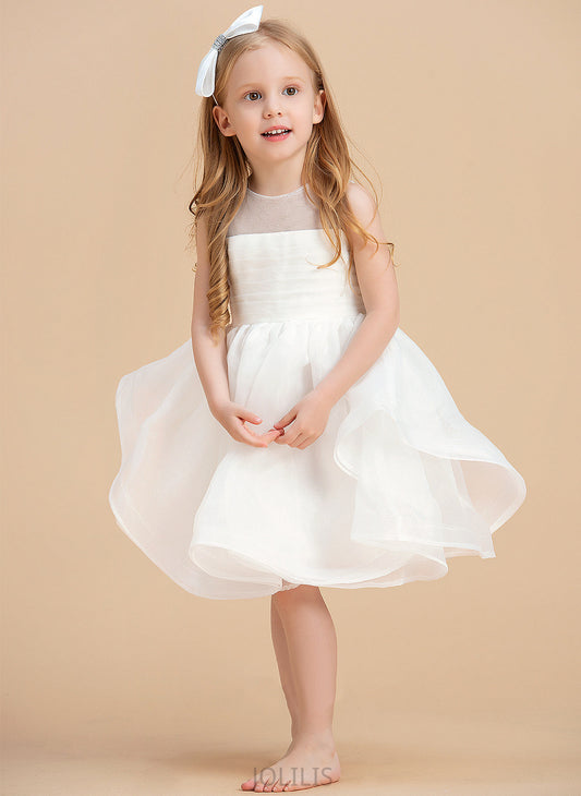 V Flower Dress Organza With Flower Girl Dresses Girl Scoop Neck Ball-Gown/Princess Sleeveless Knee-length - Back Jazlyn