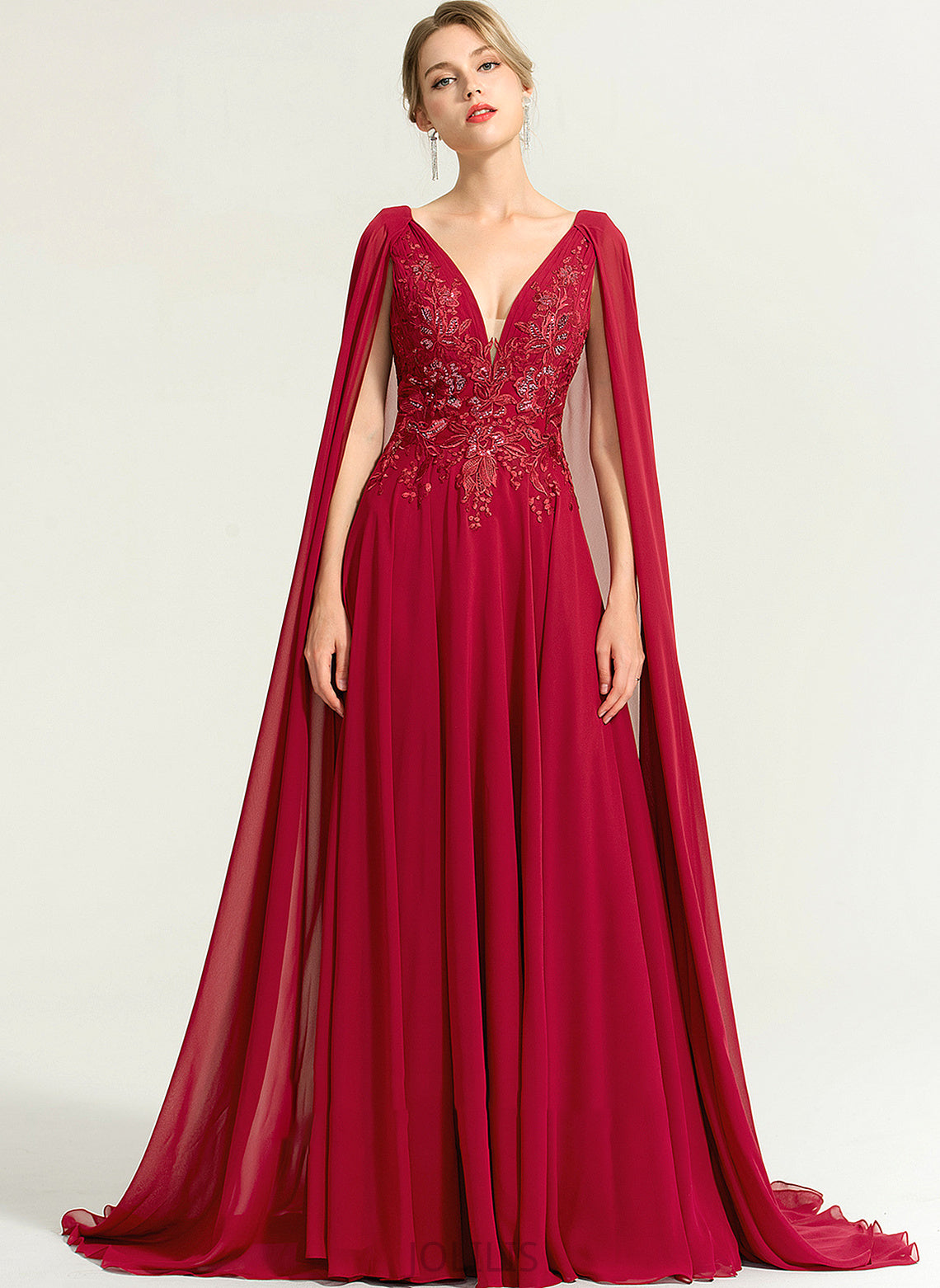 Wedding With V-neck Chiffon Floor-Length Sequins Destiney A-Line Dress Wedding Dresses