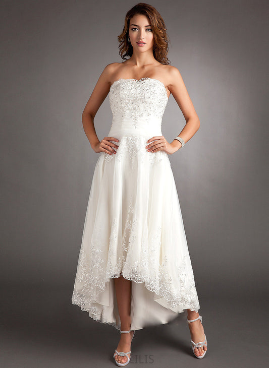 Asymmetrical With Beading Abagail Wedding Dresses Sweetheart Lace Wedding Tulle A-Line Dress