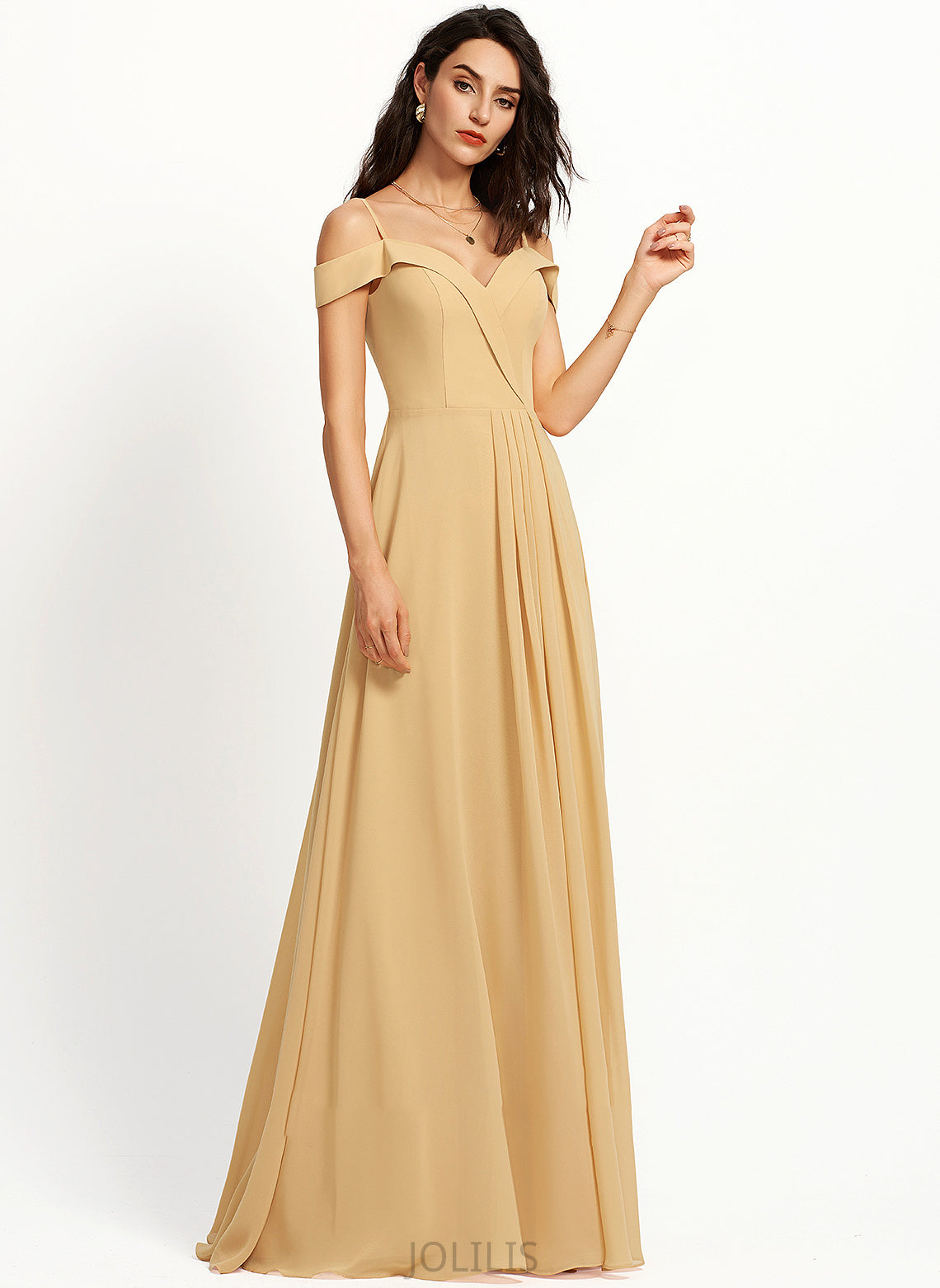 A-Line Floor-Length Alison Prom Dresses V-neck