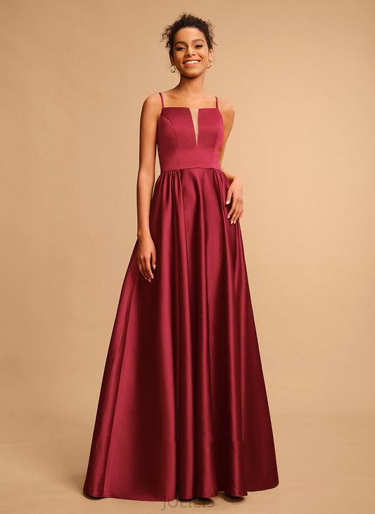 Prom Dresses Floor-Length Neckline India Square A-Line Satin