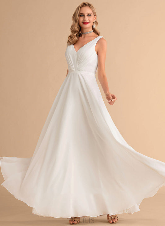 Dress Skye A-Line Wedding Dresses Floor-Length Wedding V-neck With Ruffle Chiffon