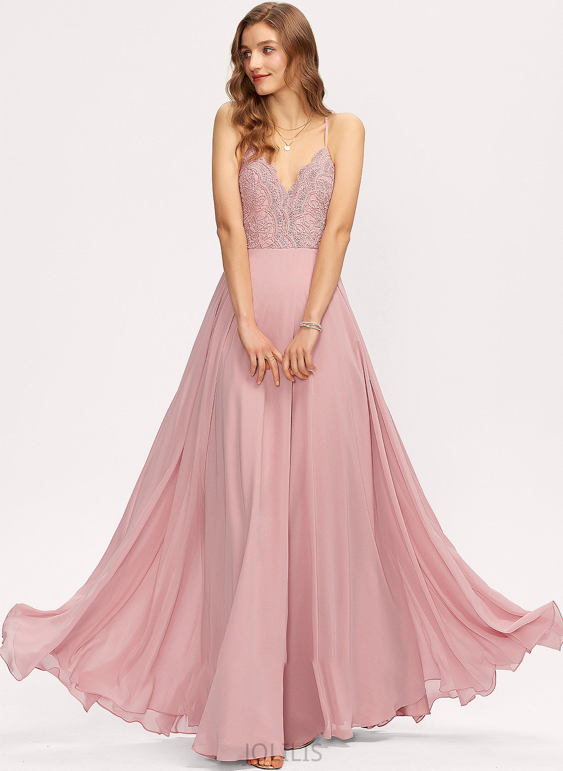 A-Line Prom Dresses V-neck Chiffon Floor-Length Isabella