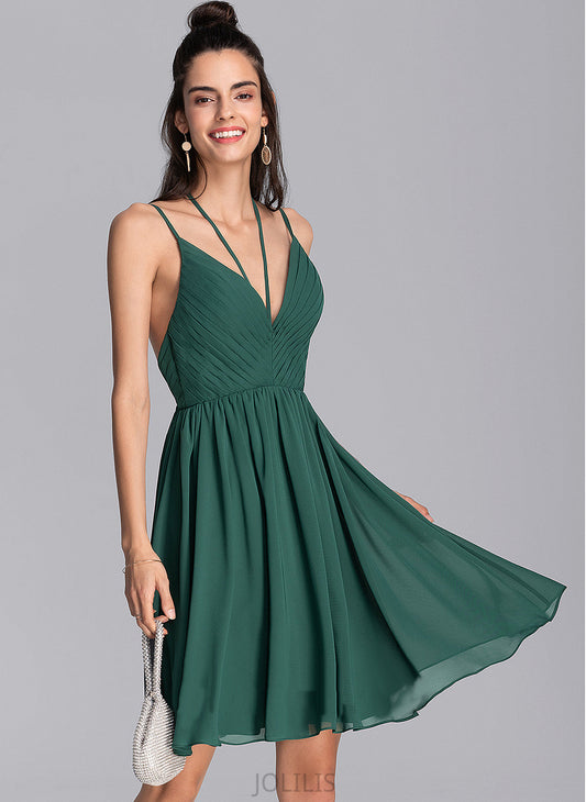 Ruffle Dress V-neck A-Line Paris Homecoming Dresses Knee-Length Homecoming With Chiffon