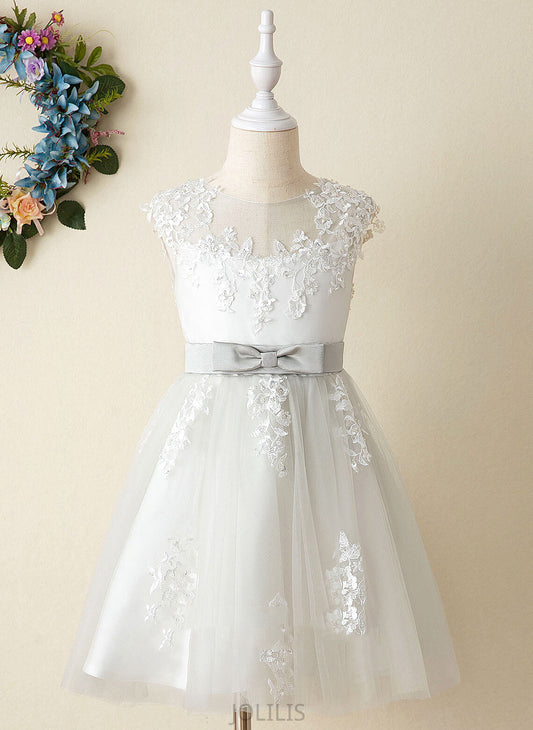 Flower Girl Dresses Flower With Beryl Neck Satin/Tulle - A-Line Scoop Knee-length Girl Lace Dress Sleeveless