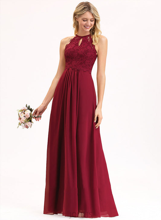 Chiffon Lucinda Floor-Length Prom Dresses Scoop Neck A-Line Lace