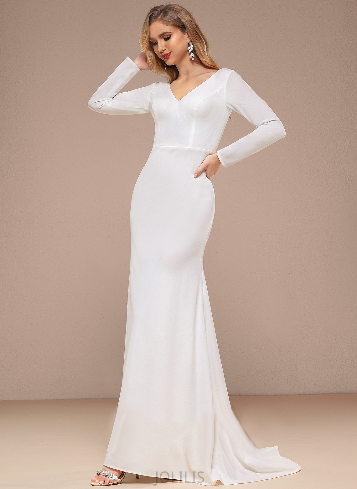 Wedding Chiffon Sweep Dress V-neck Wedding Dresses A-Line Jaylyn Train