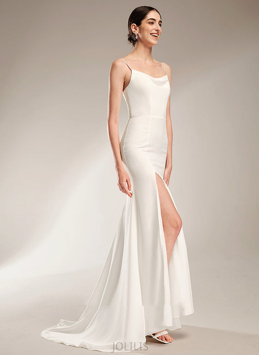 Court Dress A-Line Wedding Wedding Dresses Cowl Beading Train With Neck Karissa