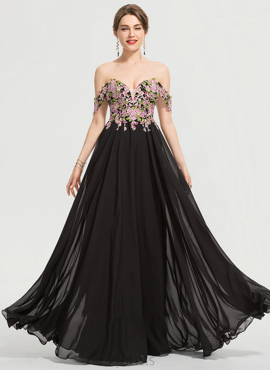 Off-the-Shoulder Chiffon Floor-Length Ball-Gown/Princess Prom Dresses Elle