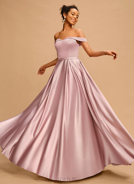 Prom Dresses Off-the-Shoulder Satin A-Line Emmalee Floor-Length