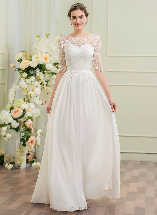 Floor-Length Dress Illusion Wedding A-Line Skylar Wedding Dresses Chiffon