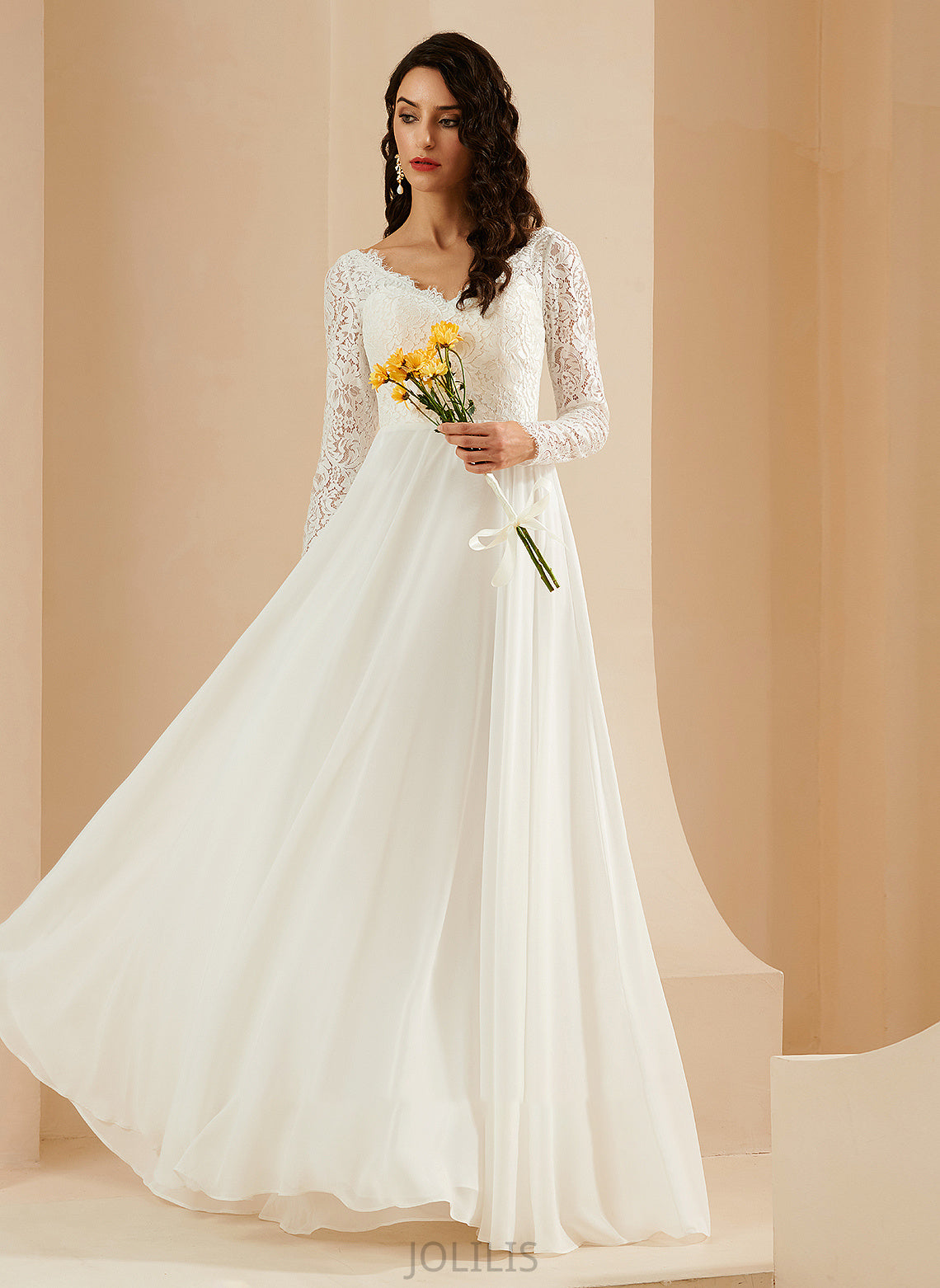 Sweep Alicia Train Wedding V-neck A-Line Lace With Dress Wedding Dresses