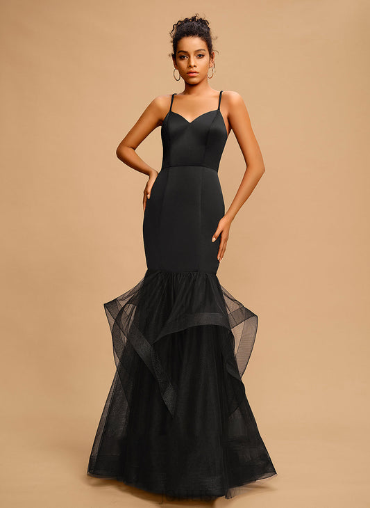 Satin Prom Dresses V-neck Floor-Length Trumpet/Mermaid Janiah