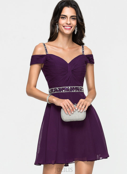 Sweetheart Chiffon Short/Mini Homecoming A-Line Beading Sequins Dress With Elaina Homecoming Dresses