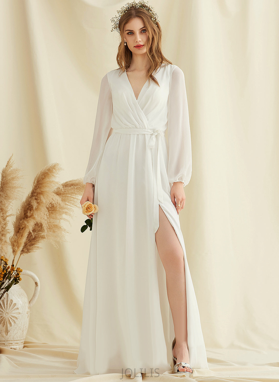 Chiffon Wedding Floor-Length Alexandra Dress A-Line V-neck Wedding Dresses