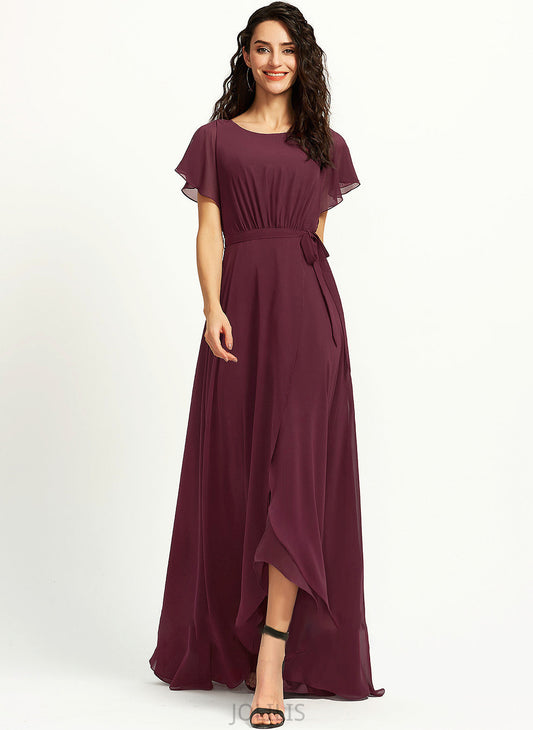 Mina Prom Dresses With Asymmetrical Ruffle Scoop A-Line Neck