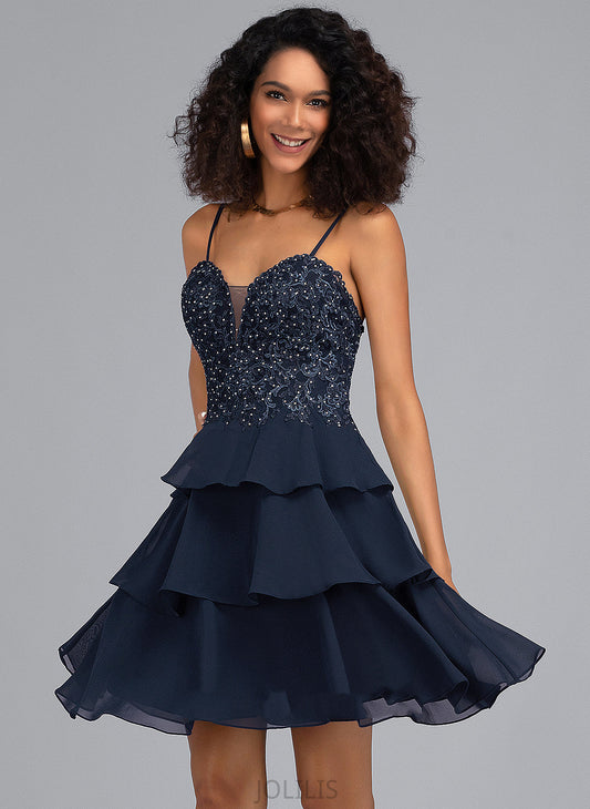 Dress Lace Sweetheart Chiffon Jean With Sequins A-Line Short/Mini Homecoming Dresses Homecoming Beading