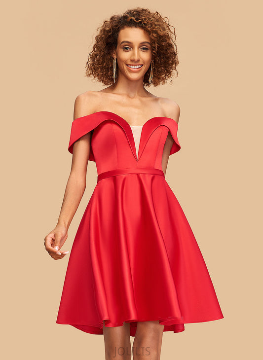 Homecoming Dresses Homecoming A-Line Johanna Dress Off-the-Shoulder Short/Mini Satin