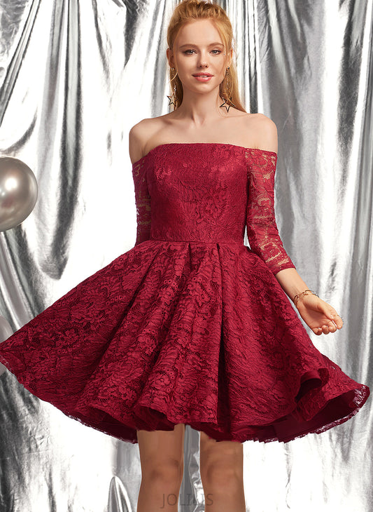 Dress With Homecoming Dresses Off-the-Shoulder Lace Vicky Short/Mini A-Line Homecoming Ruffle