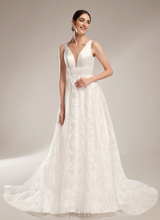 Chapel Jemima Ball-Gown/Princess Dress Wedding Wedding Dresses Train V-neck