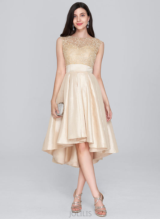 Asymmetrical Homecoming Dresses Harper Lace Neck Homecoming With Dress A-Line Taffeta Scoop