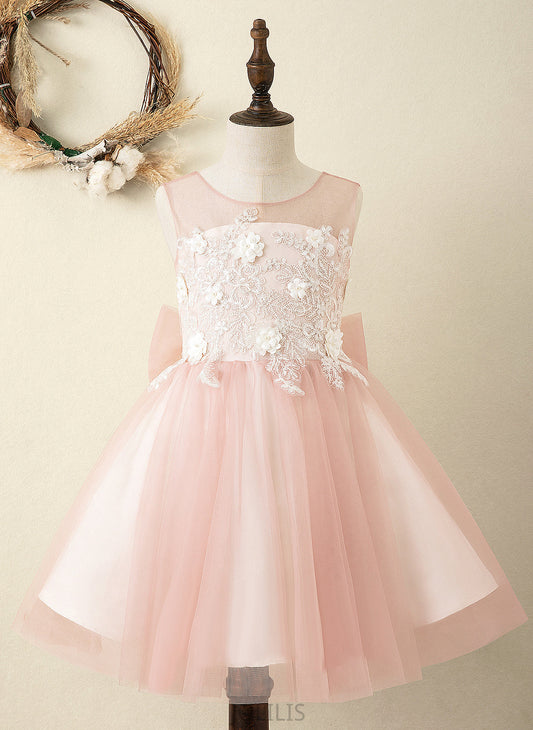 Back Neck Bow(s)/V With Girl Stephany Scoop Flower Girl Dresses Knee-length Sleeveless A-Line Flower - Dress Satin/Tulle