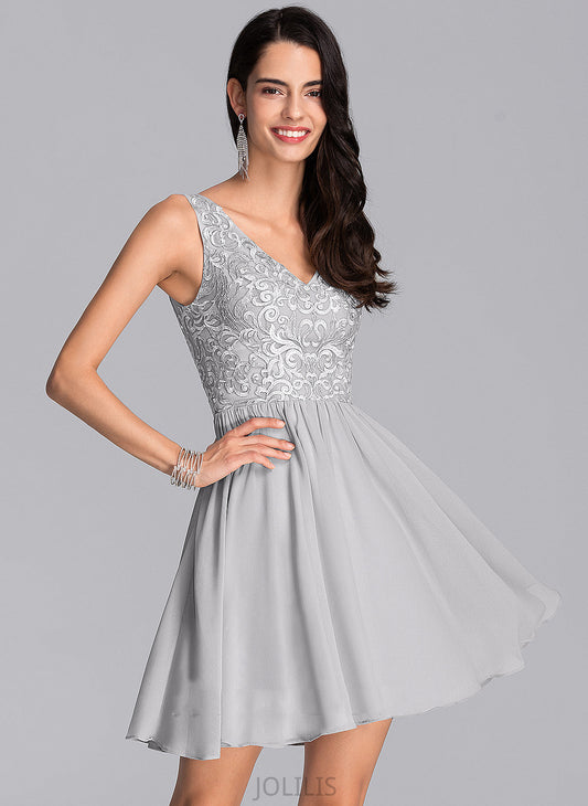 Lace Dress Homecoming With Homecoming Dresses Jayleen A-Line Chiffon V-neck Short/Mini Sequins