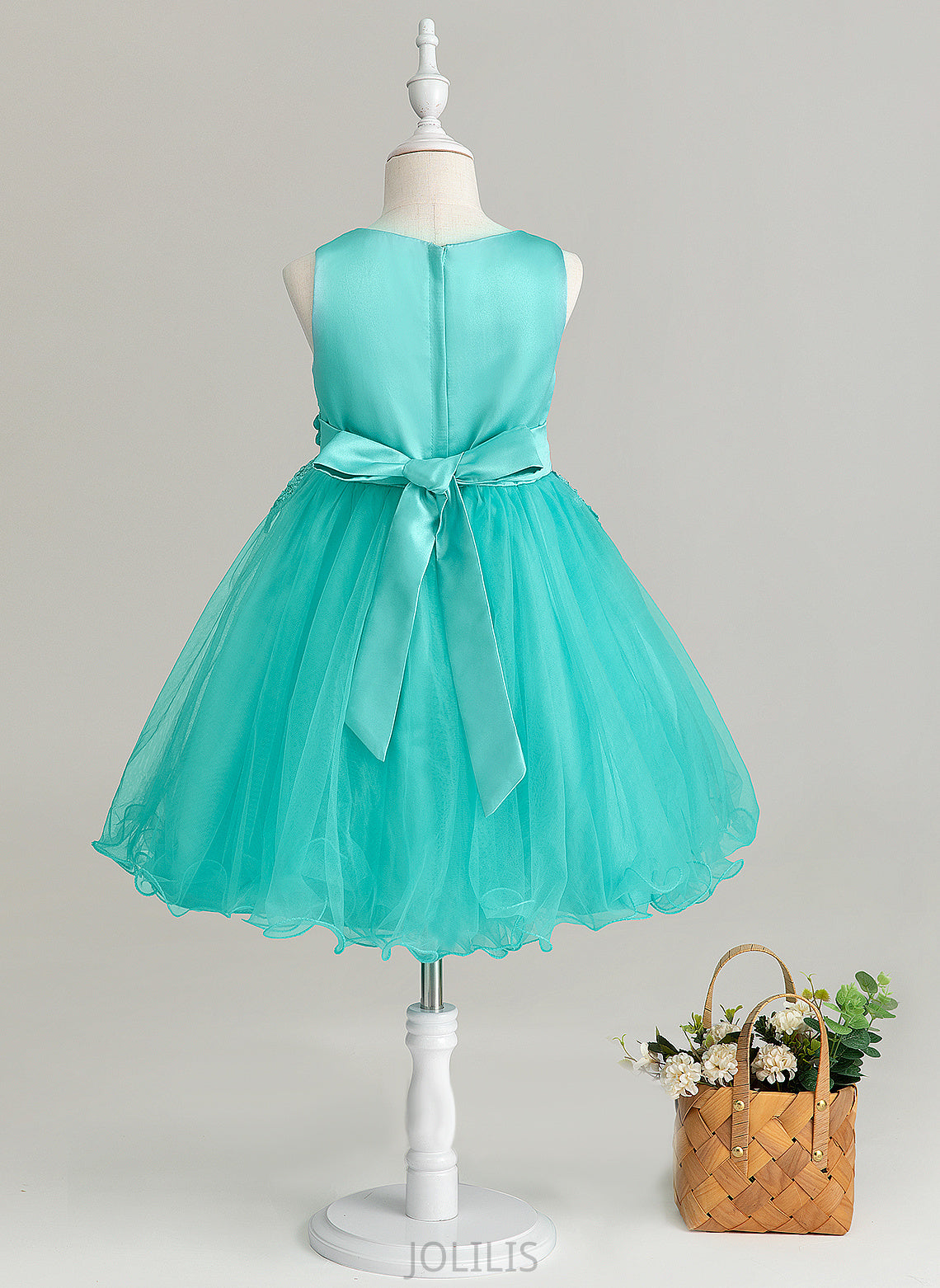 Knee-length Neck With Satin/Tulle/Lace A-Line Flower Girl Dresses Sleeveless Rosalie Girl Flower(s) Scoop - Dress Flower