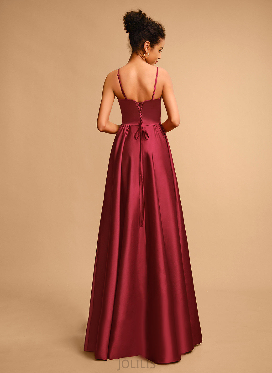 Floor-Length Square Lucia Prom Dresses Satin A-Line