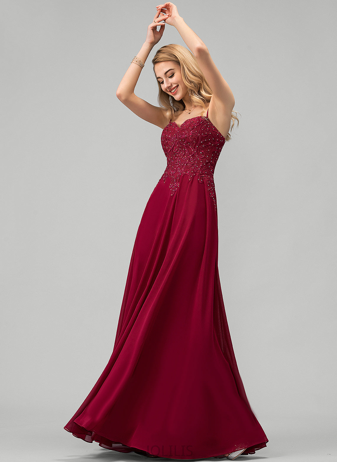 Sequins With Sweetheart Beading Marina Chiffon Prom Dresses A-Line Floor-Length