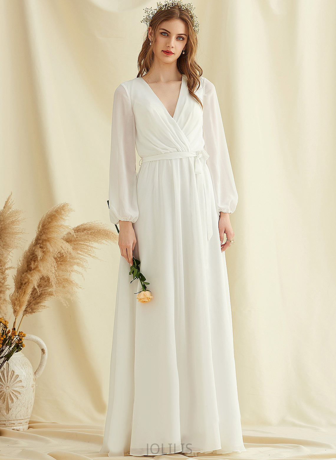 Chiffon Wedding Floor-Length Alexandra Dress A-Line V-neck Wedding Dresses