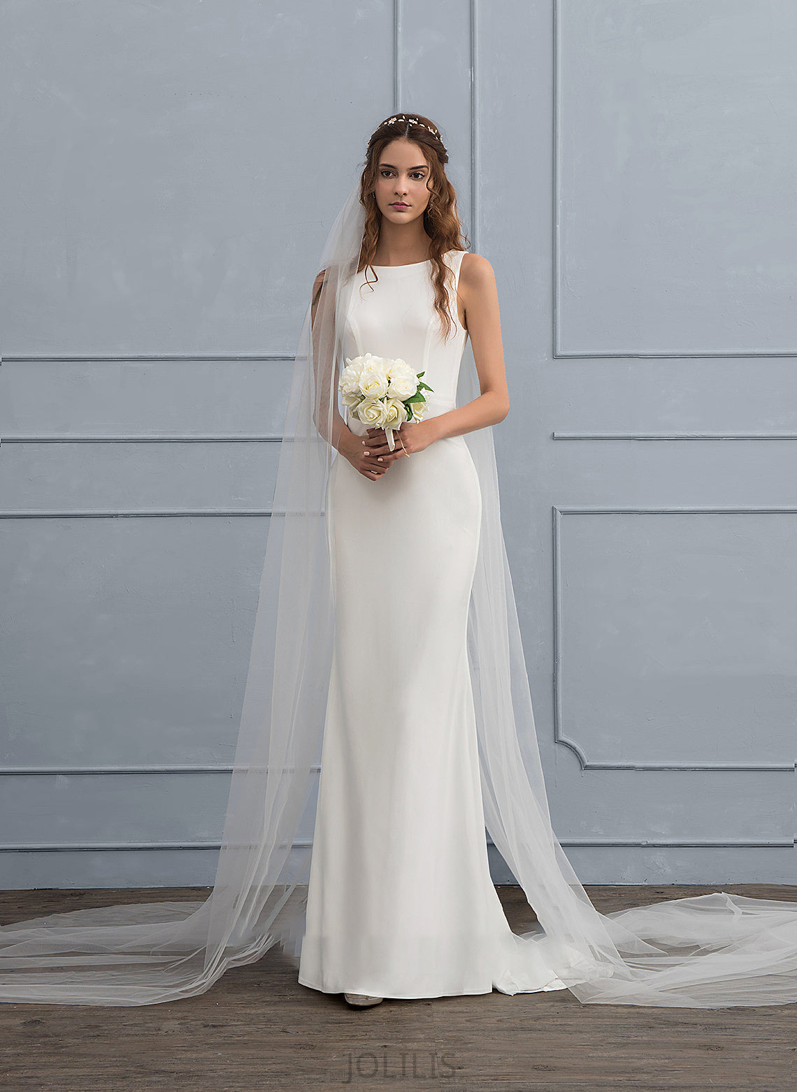 Neck Jersey Wedding Scoop Train Trumpet/Mermaid Megan Wedding Dresses Sweep Dress