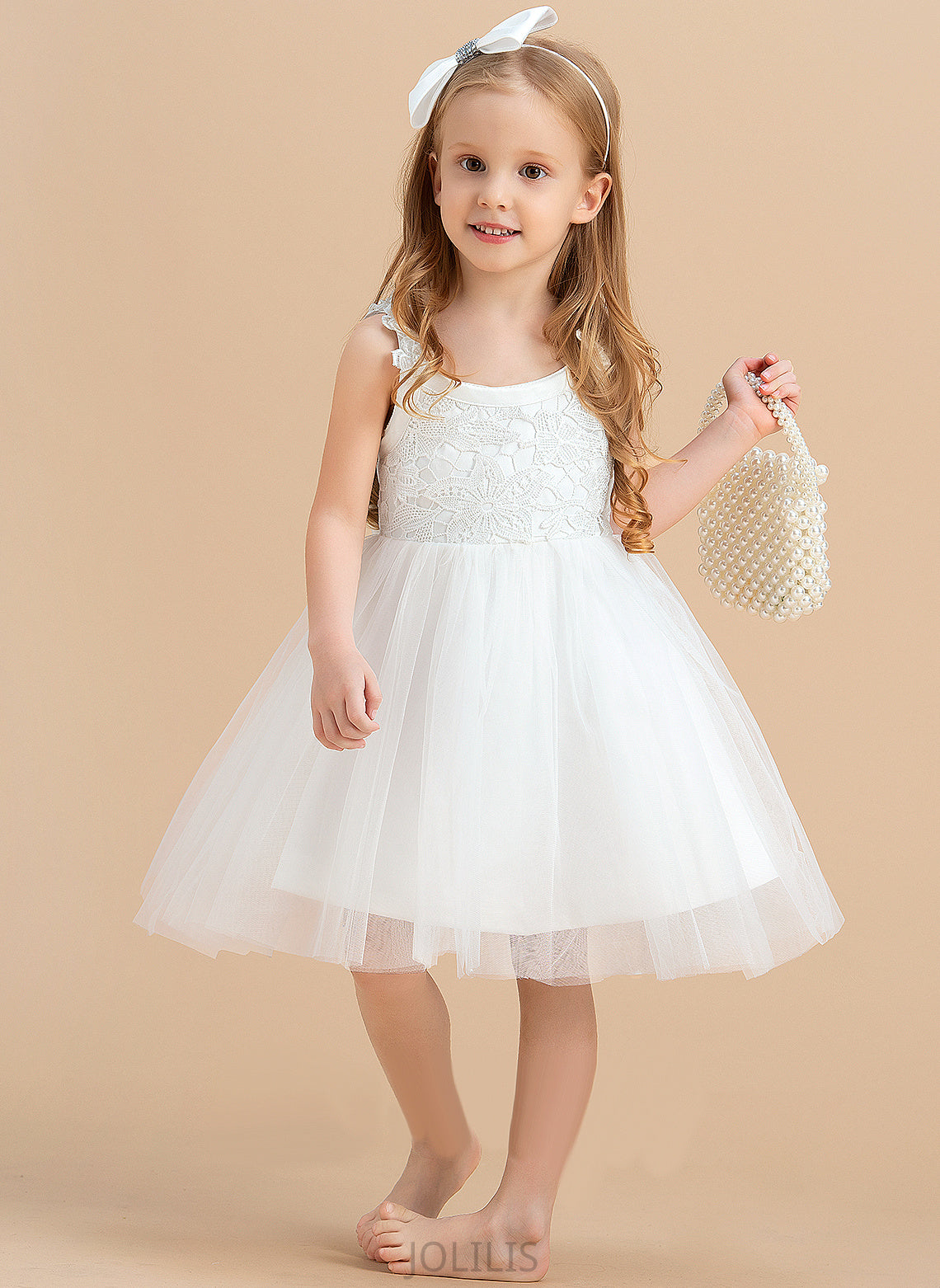 Dress Flower(s)/V Flower Flower Girl Dresses Lena A-Line Knee-length Girl With Back Sleeveless Neck Scoop Satin/Tulle/Lace -