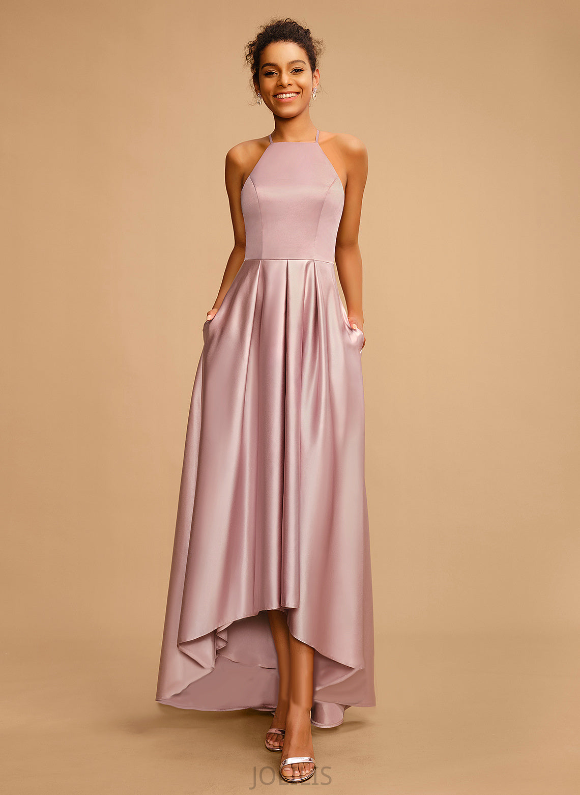 Square A-Line Asymmetrical Prom Dresses Mikayla Satin