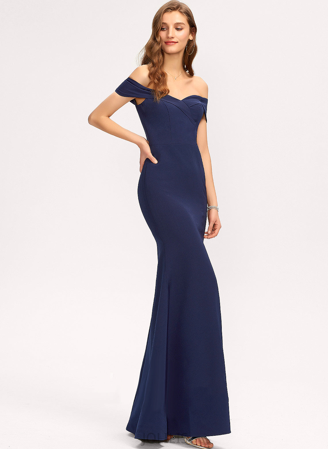 Floor-Length Aiyana Trumpet/Mermaid Off-the-Shoulder Stretch Prom Dresses Crepe