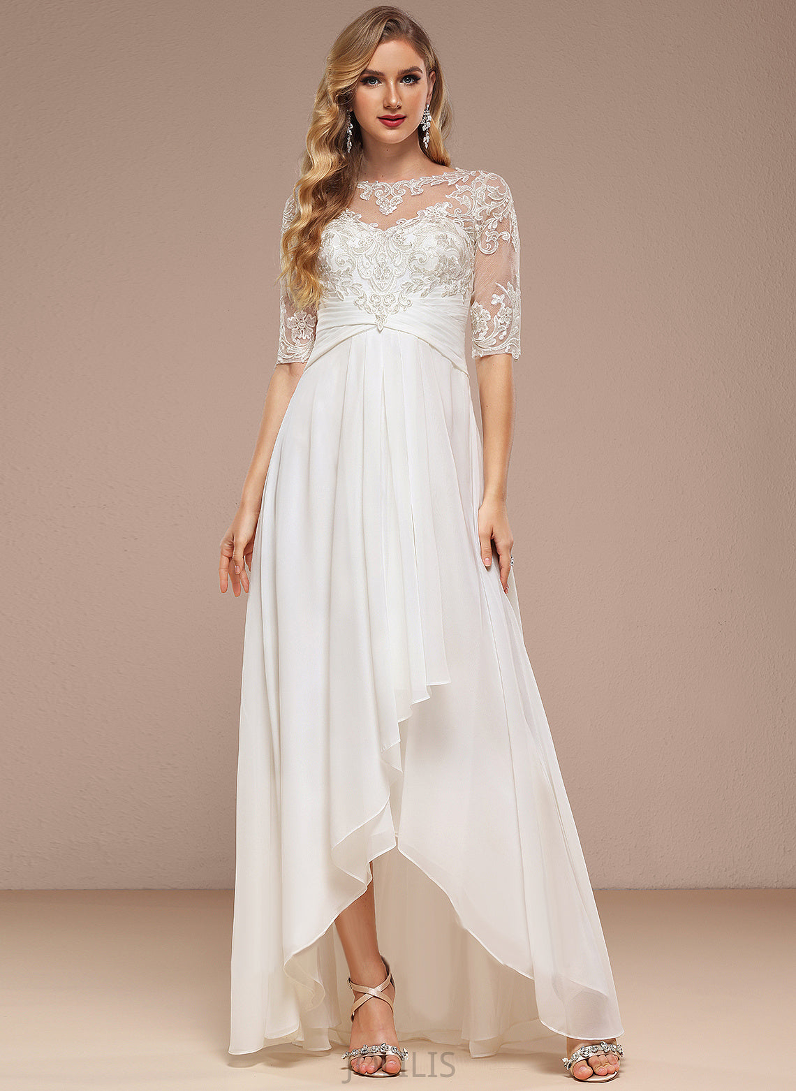 Wedding Dresses Dress Wedding A-Line Neck Chiffon Boat Gia Asymmetrical Lace