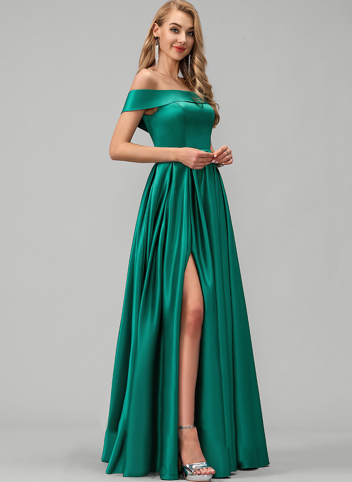 Autumn Prom Dresses Satin Off-the-Shoulder Floor-Length Ball-Gown/Princess