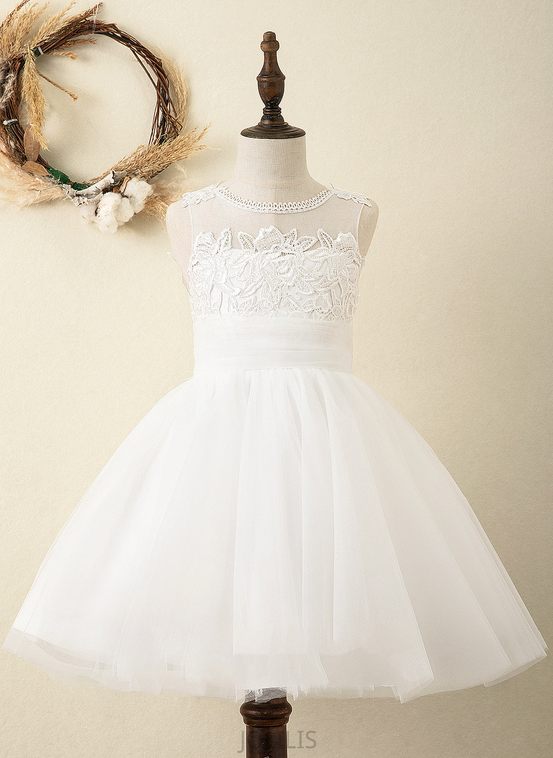 Knee-length Girl - A-Line Flower Girl Dresses Tulle/Lace Dress Neck Scoop Sleeveless Elianna Flower