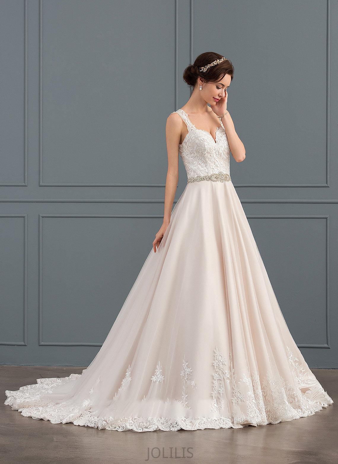 Train Beading Sanaa Wedding Dresses Tulle With Sweetheart Ball-Gown/Princess Wedding Dress Lace Court